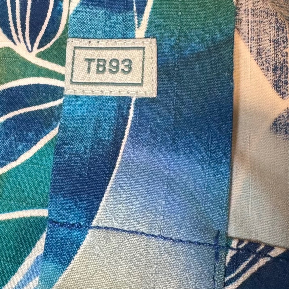 Tommy Bahama TB93 Silk Tropical Hawaiian Shirt Men Large Blue Green Floral Aloha - Picture 9 of 12